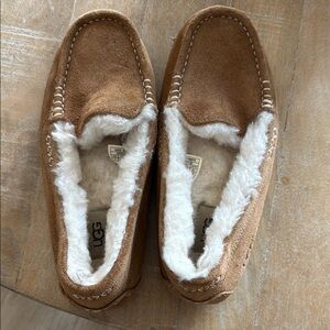 UGG Tan Suede Shearling Slippers
